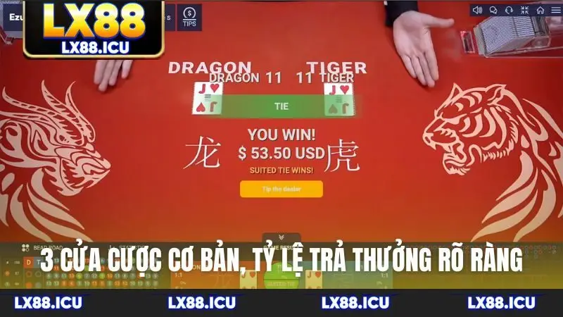 3 cửa cược cơ bản, tỷ lệ trả thưởng rõ ràng