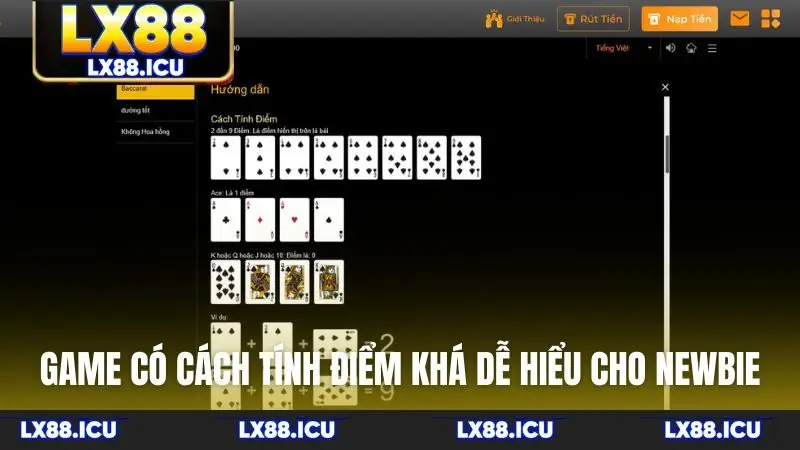 Game có cách tính điểm khá dễ hiểu cho newbie