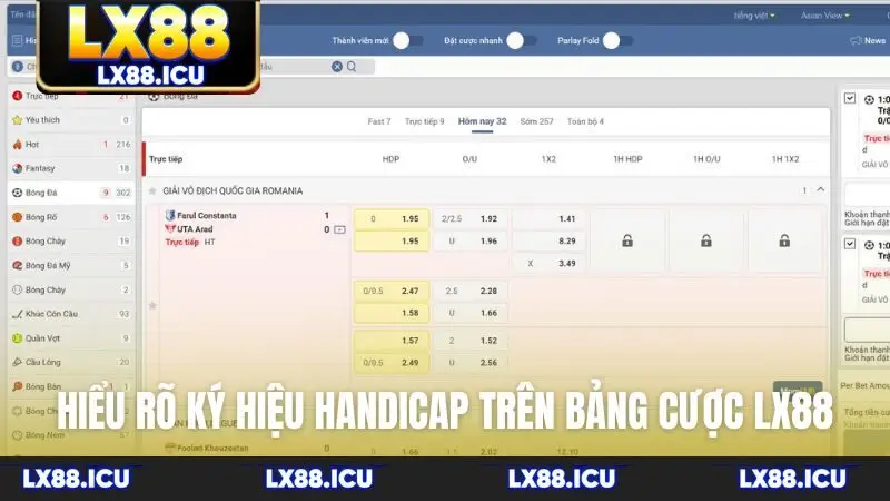 Hiểu rõ ký hiệu Handicap trên bảng cược LX88